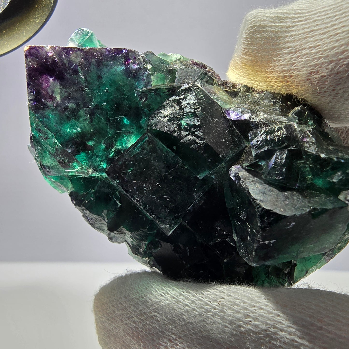 Rare spécimen de cube de fluorite fantôme, parqueté zonal Okorusu Namibie 73 x 44 x 33 mm 