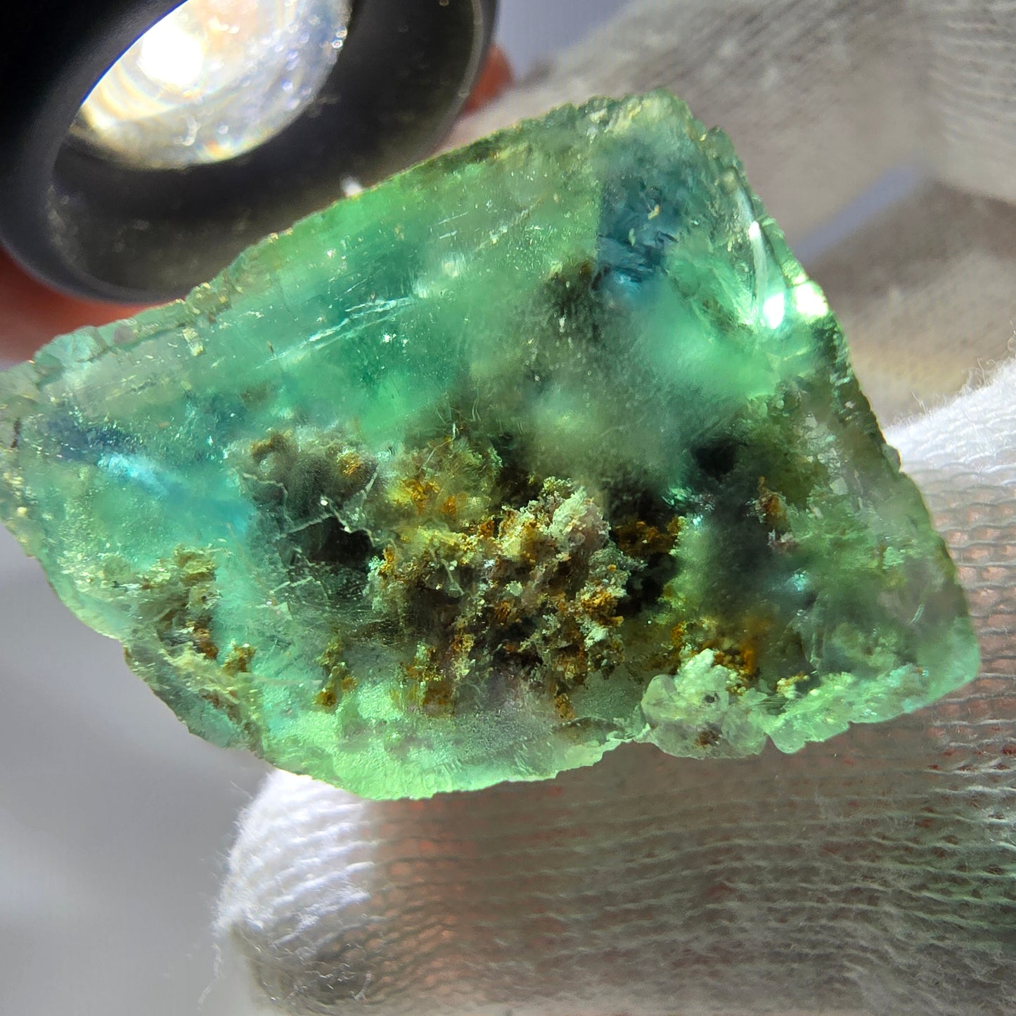 Spécimen de cube de fluorite fantôme très clair, vert turquoise Okorusu, Namibie 35*32*21mm 