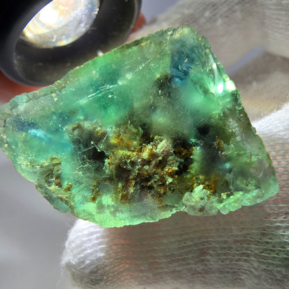 Spécimen de cube de fluorite fantôme très clair, vert turquoise Okorusu, Namibie 35*32*21mm 