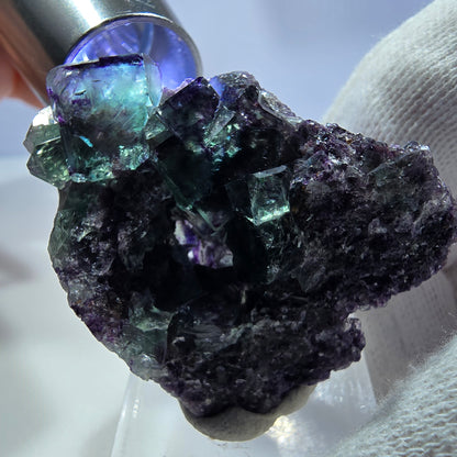 Seltene Phantom Fluorit Würfel Stufe zonal grün lila Okorusu, Namibia 43*36*15mm