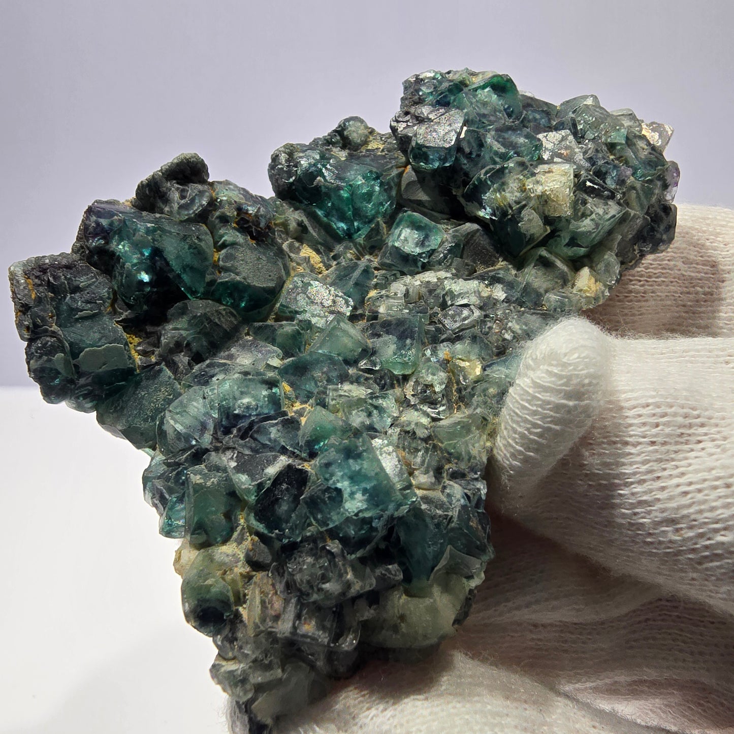 Rares cubes de fluorite fantôme zonaux, vert violet, Erongo, Namibie 75 x 53 x 15 mm 