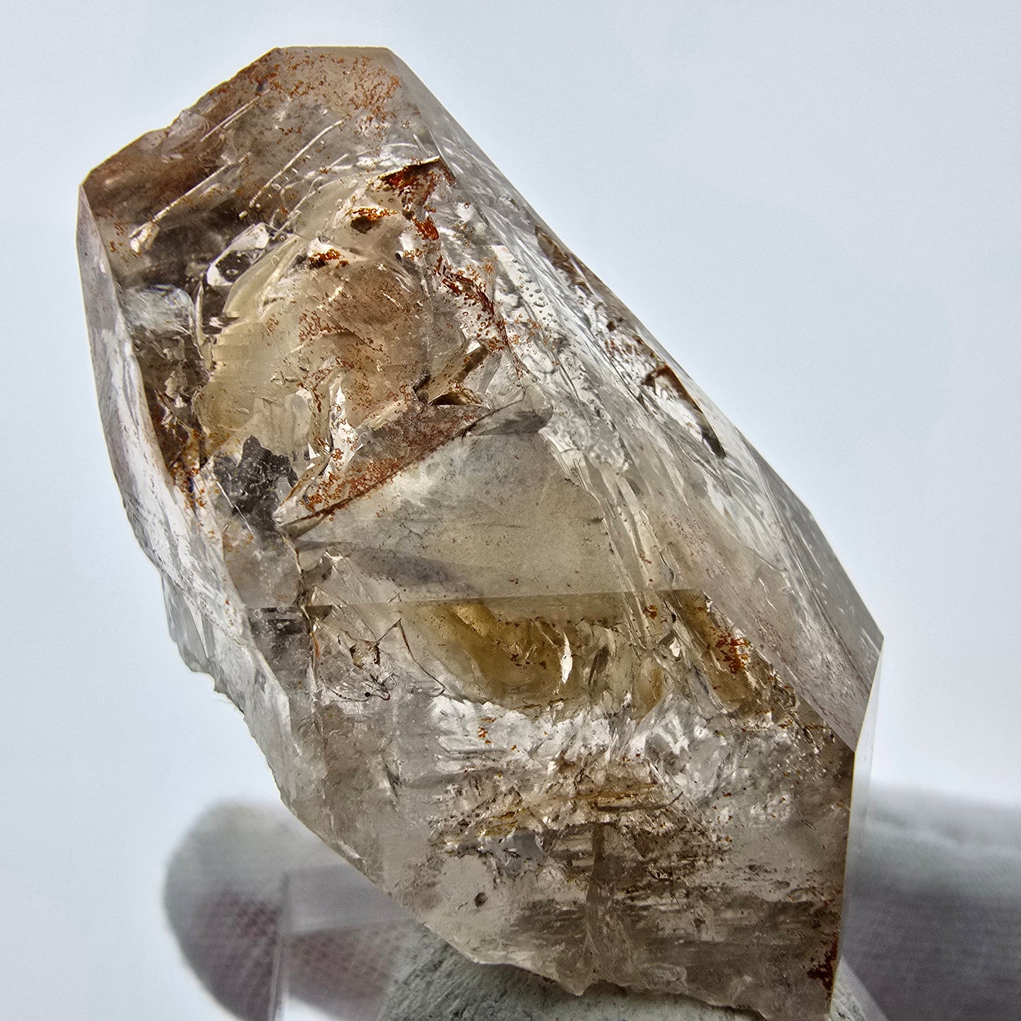 Enhydro Phantom Rauchquarz Zepter Spitze 2x Blase Goboboseb, Namibia 48*25*23mm
