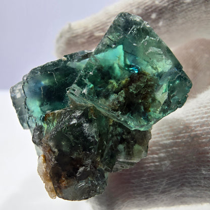 Spécimen de cube de fluorite fantôme parqueté vert turquoise Okorusu, Namibie 37*32*22mm 