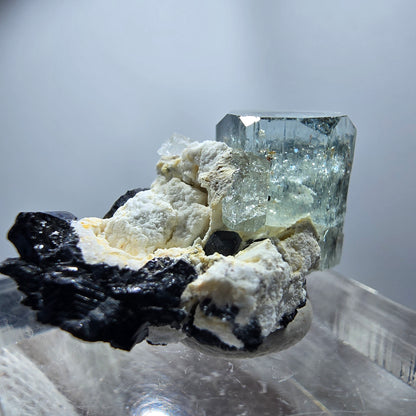 Seltener Aquamarin X mit Orthoklas, Schörl Turmalin Erongo, Namibia 26*14*14mm