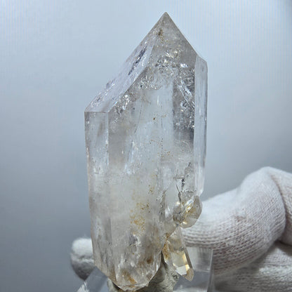 Sceptre DT en quartz fumé fantôme Enhydro, poche en calcite Valentine Goboboseb Namibie 60 x 27 x 22 mm 
