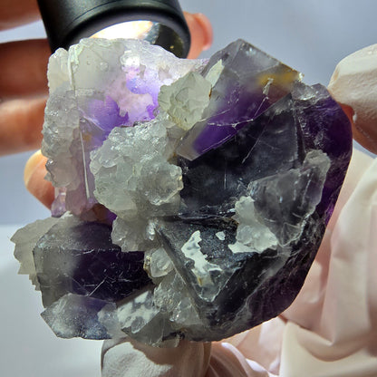 Rare cube de fluorite fantôme, spécimen de quartz violet Okorusu, Namibie, 53 x 42 x 24 mm 