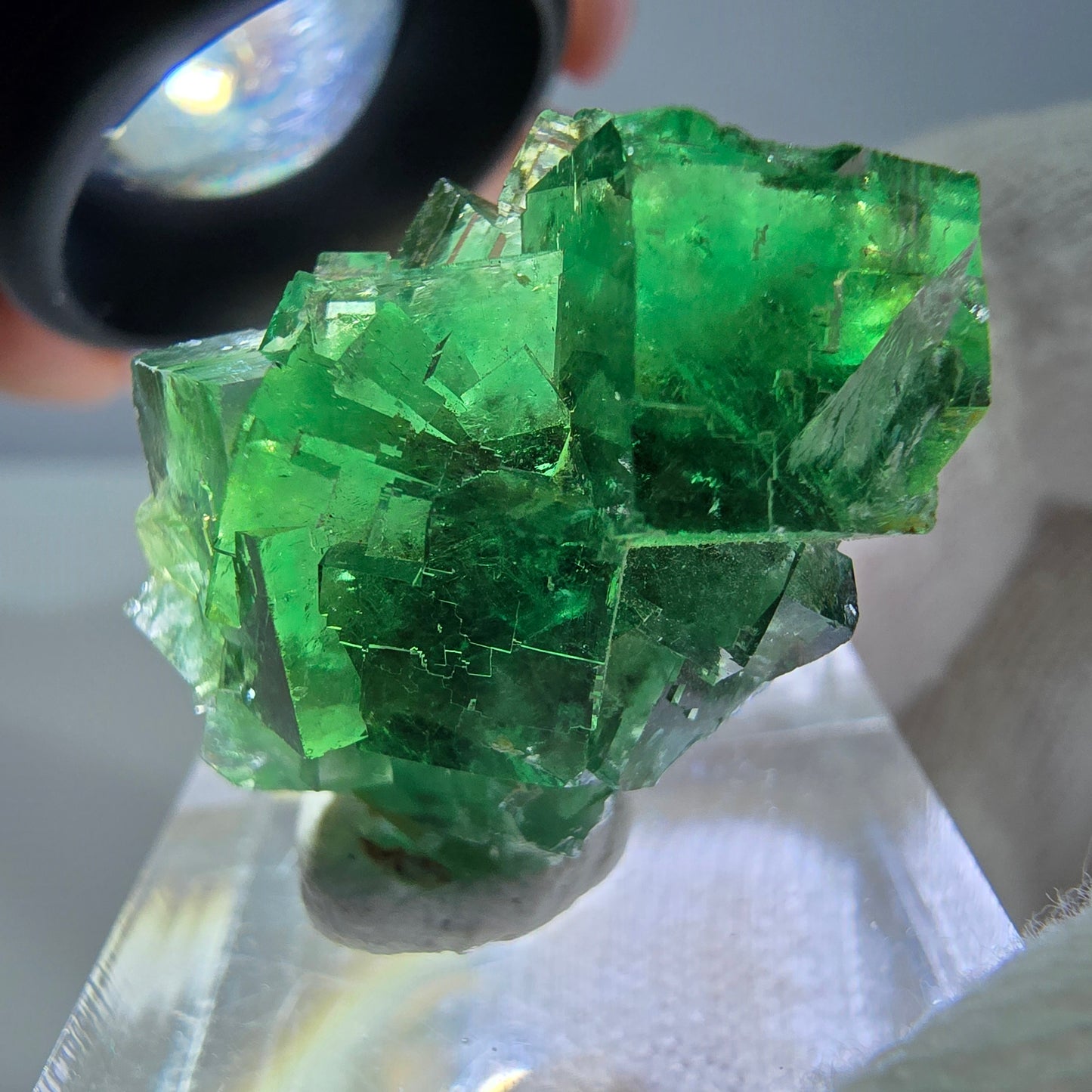 Cube de fluorite fantôme parqueté, vert Okorusu, Namibie 25*21*16mm 
