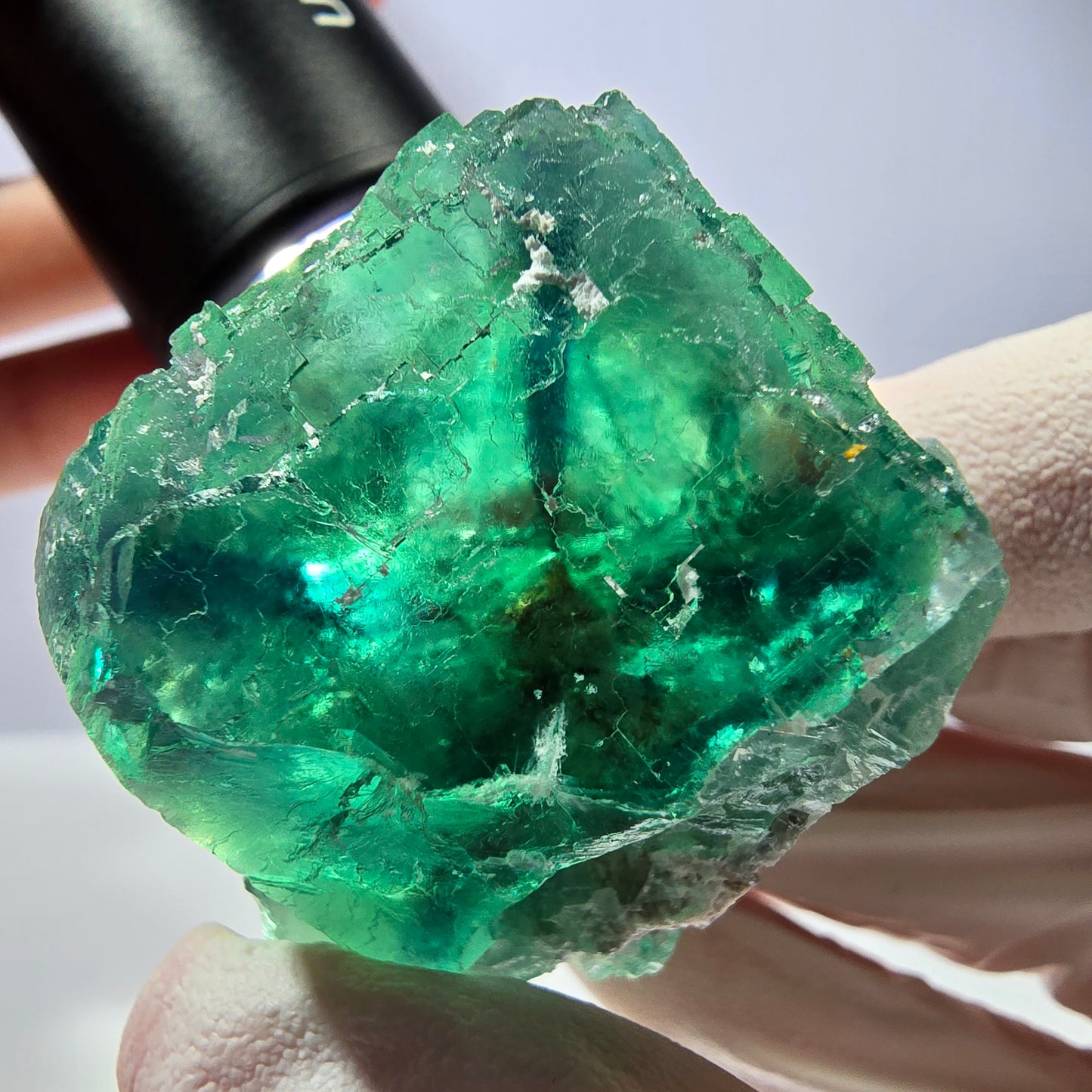 Spécimen de cube de fluorite fantôme, vert parqueté Okorusu, Namibie 50 x 36 x 33 mm 