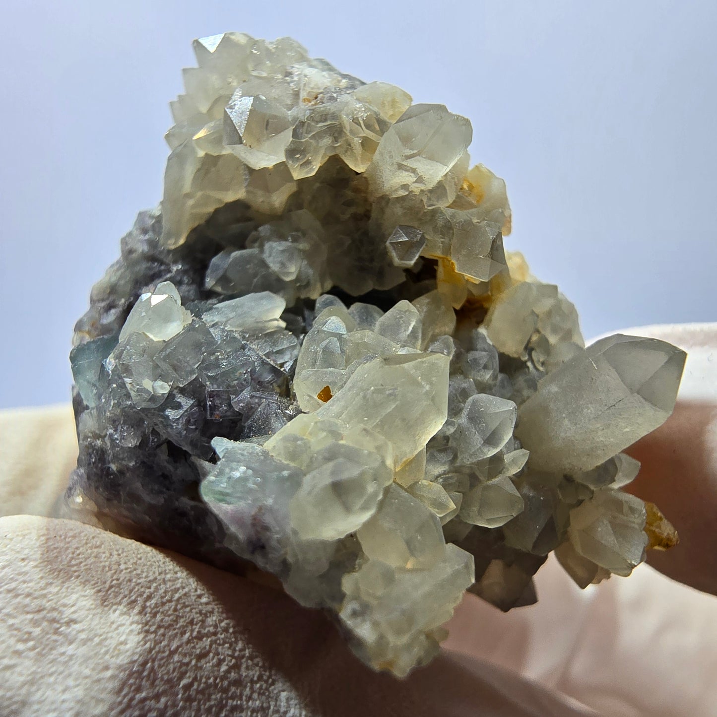 Rare cube de fluorite fantôme, spécimen de quartz vert Okorusu, Namibie, 42 x 31 x 31 mm 