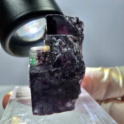 Phantom Fluorit Würfel Stufe, parkettiert grün lila Okorusu, Namibia 27*24*17mm