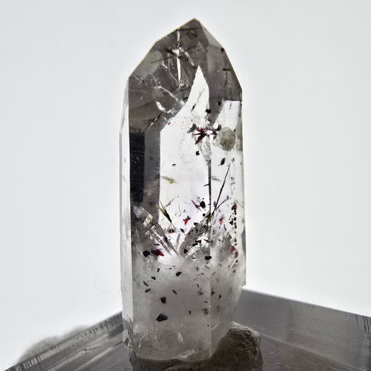 Quartz fumé Harlequin Phantom avec stilbite, mine Epidote Streep, Namibie, 30 x 12 x 11 mm 
