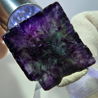 Rare cube de fluorite fantôme zonal, vert violet Okorusu, Namibie 31*29*15mm 