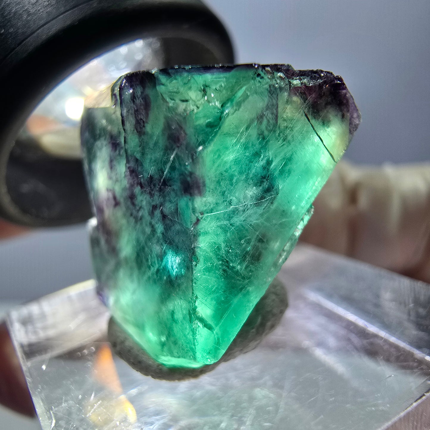 Phantom Fluorit Würfel Stufe, parkettiert grün lila Okorusu, Namibia 18*16*15mm