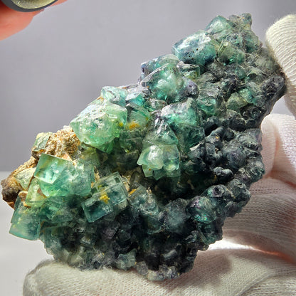 Rares cubes de fluorite fantôme zonaux, spécimen de hyalite Erongo, Namibie 82 x 49 x 26 mm 