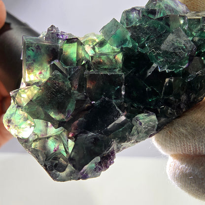 Rare spécimen de cube de fluorite fantôme, vert violet Okorusu Namibie 76*35*19mm 