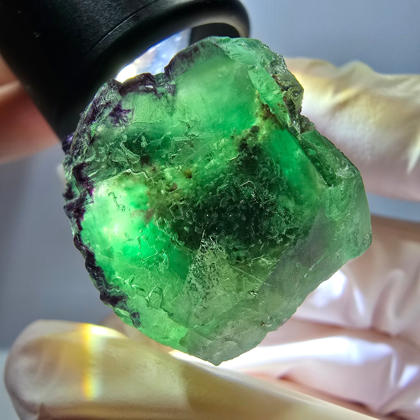 Phantom Fluorit Würfel parkettiert, zonal, grün lila Okorusu, Namibia 31*22*20mm