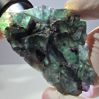 Spécimen de cube de fluorite fantôme, parqueté vert violet Okorusu, Namibie 64*41*19 mm 