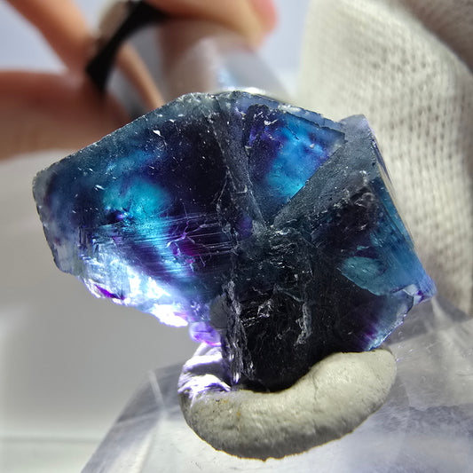 Spécimen de cube de fluorite fantôme, zonal - Nouvelle découverte ! Okorusu, Namibie 27*20*14mm