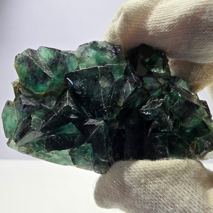 Spécimen de cube de fluorite fantôme parqueté vert violet Okorusu Namibie 79*44*19mm 