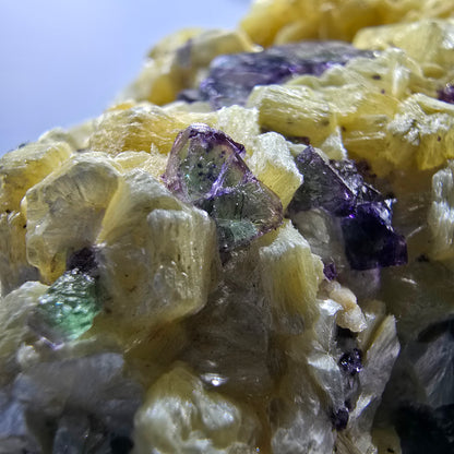 Phantom Fluorit zonal Hyalit Rauchquarz Muskovit Stufe Erongo Namibia 71*65*46mm
