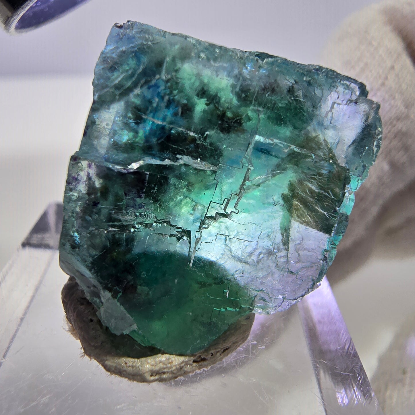 Rare cube de fluorite fantôme, vert parqueté Okorusu, Namibie 26*26*15mm 