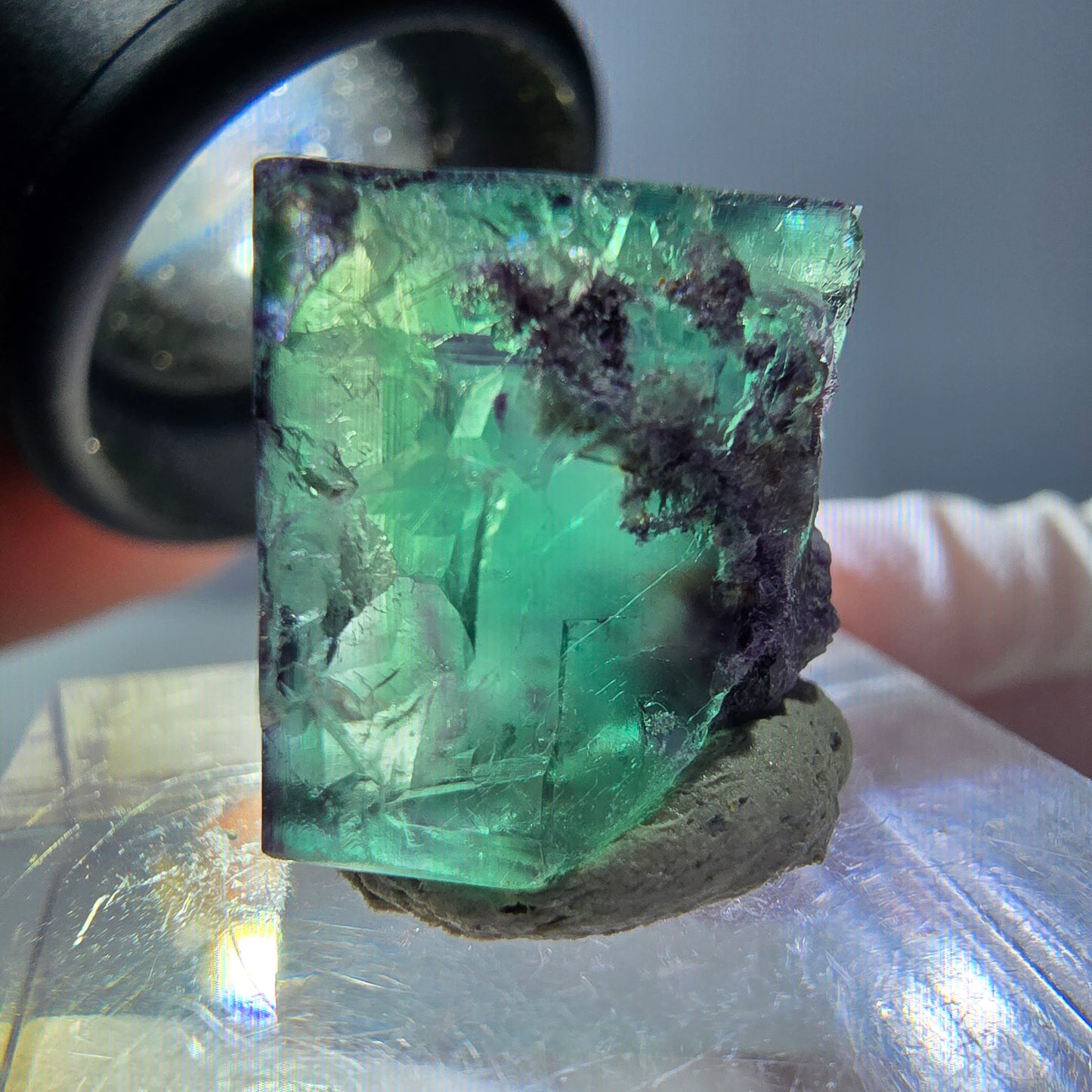 Phantom Fluorit Würfel parkettiert, grün lila Okorusu, Namibia 15*15*12mm