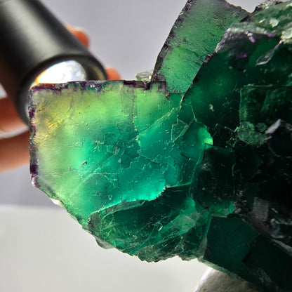 Phantom Fluorit Würfel Stufe parkettiert zonal Okorusu Namibia 63*45*28mm