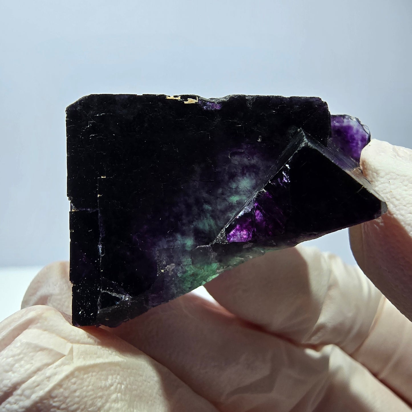 Spécimen de cube de fluorite fantôme, parqueté vert violet Okorusu, Namibie 39*25*29 mm 