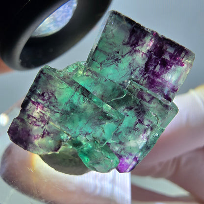 Phantom Fluorit Würfel Stufe, parkettiert grün lila Okorusu, Namibia 26*18*13mm