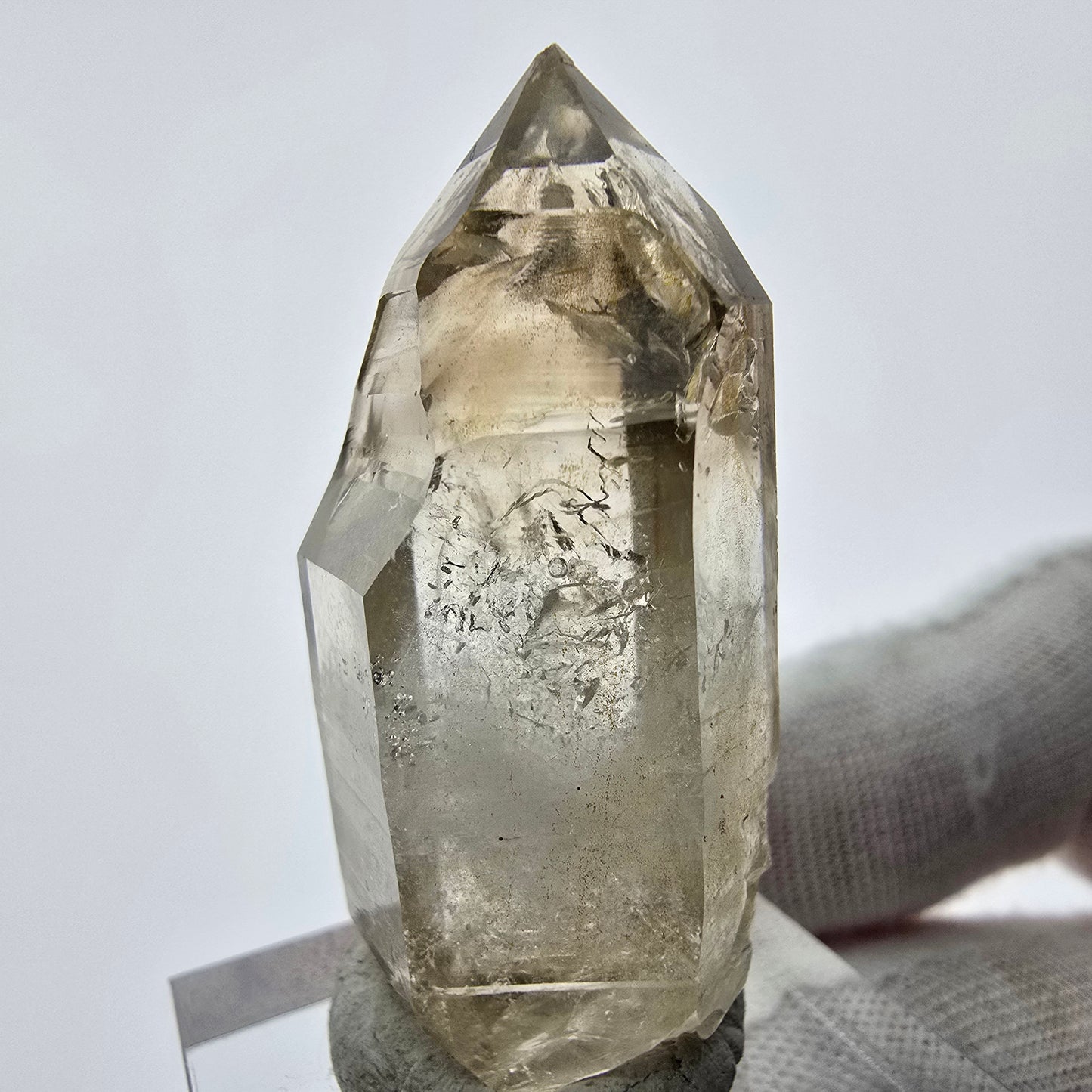 Enhydro Phantom Smoky Quartz Sceptre Tip 2x Bubble Goboboseb, Namibie 39*17*16mm 