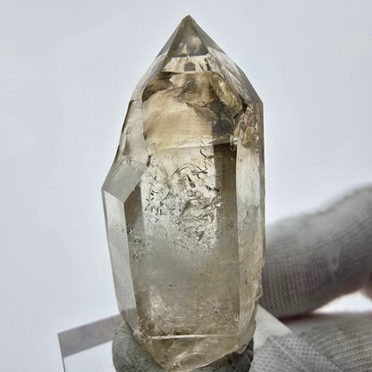 Enhydro Phantom Smoky Quartz Sceptre Tip 2x Bubble Goboboseb, Namibie 39*17*16mm 