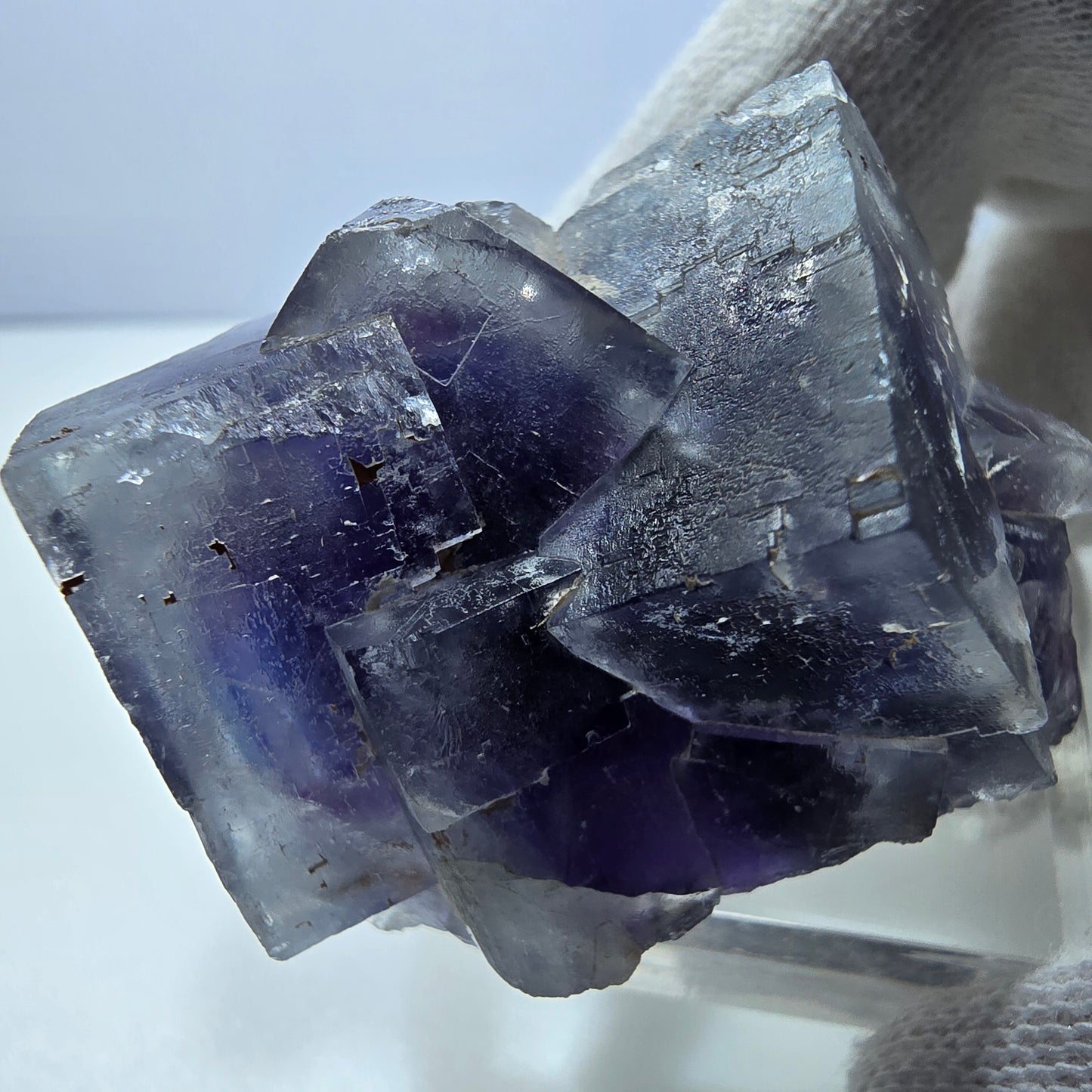 Seltene Phantom Fluorit Würfel Stufe blau lila Okorusu, Namibia 43*33*23mm