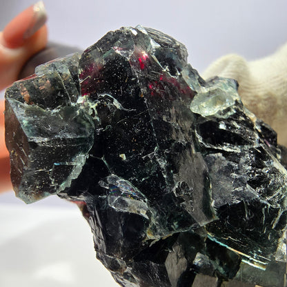 Cube de fluorite fantôme parqueté vert violet Okorusu Namibie 58*37*30mm 