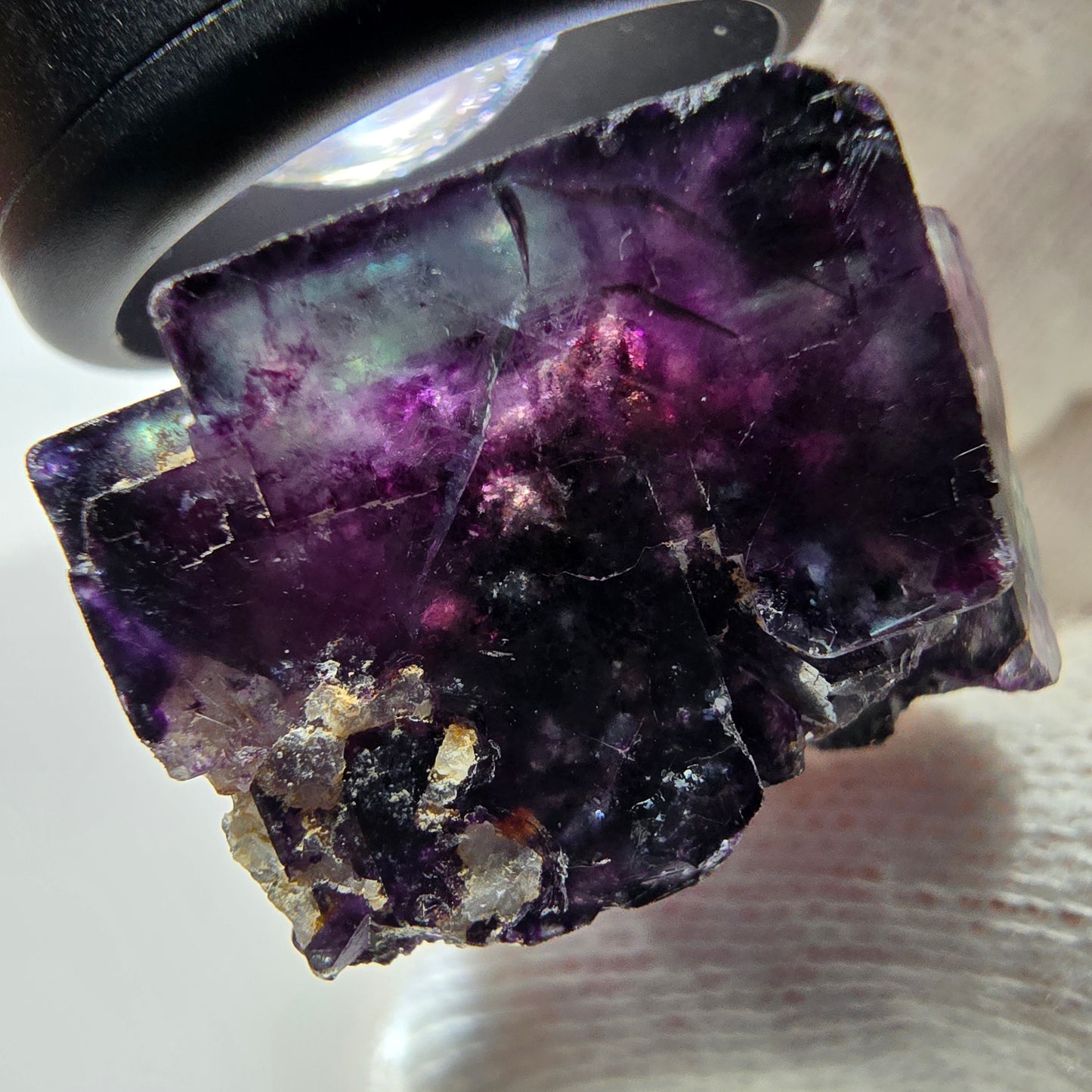 Spécimen rare de cube de fluorite fantôme, vert zonal et violet, Okorusu, Namibie, 37 x 29 x 20 mm 