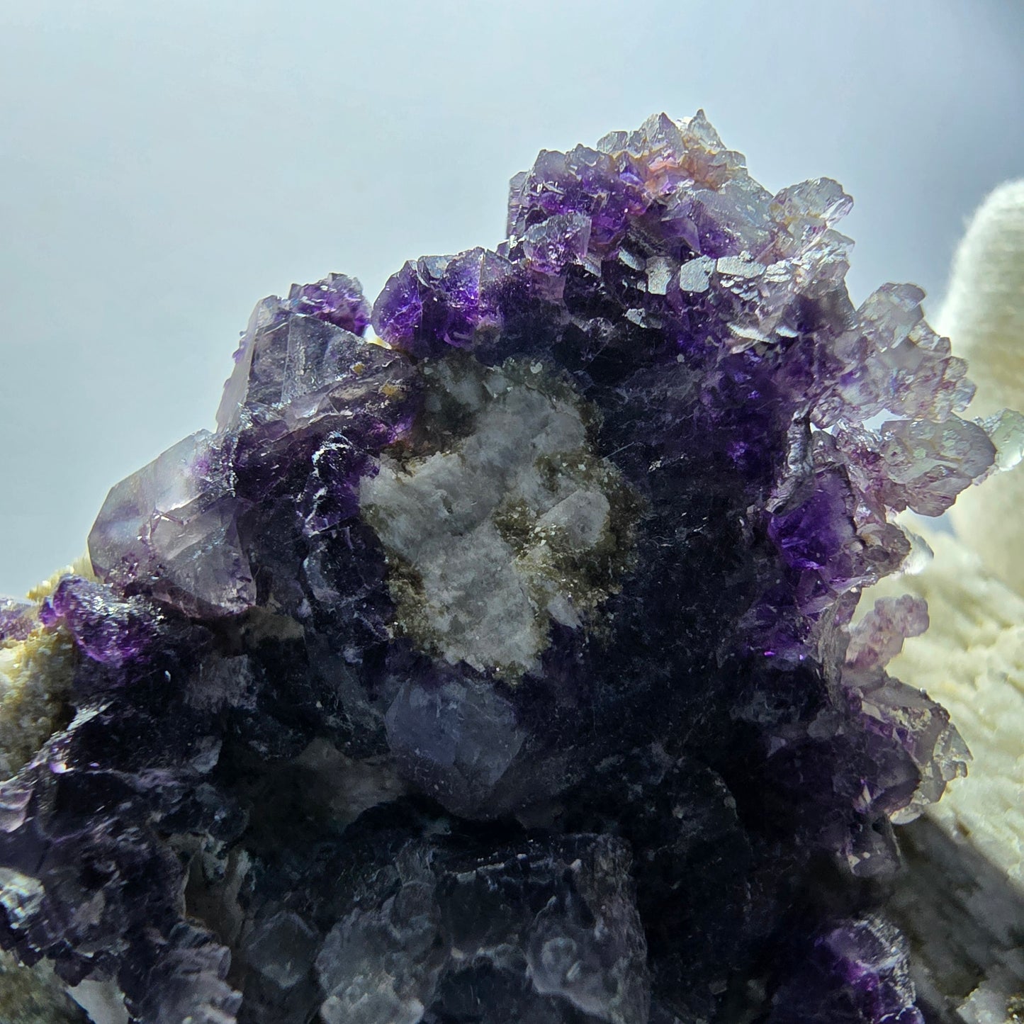 Cube de fluorite fantôme, hyalite, spécimen d'orthose, Erongo, Namibie, 73 x 52 x 49 mm 