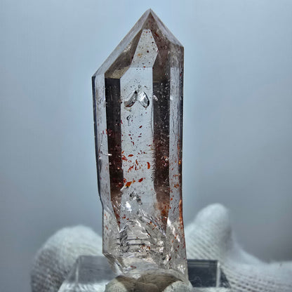 Quartz fumé fantôme transparent, pointe de fer, Goboboseb, Namibie, 41 x 12 x 10 mm 