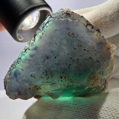 Phantom Fluorit Würfel Stufe, parkettiert zonal Okorusu Namibia 65*54*41mm