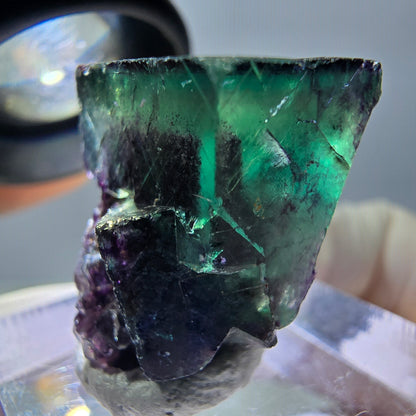 Phantom Fluorit Würfel Stufe, grün lila Okorusu, Namibia 21*21*19mm