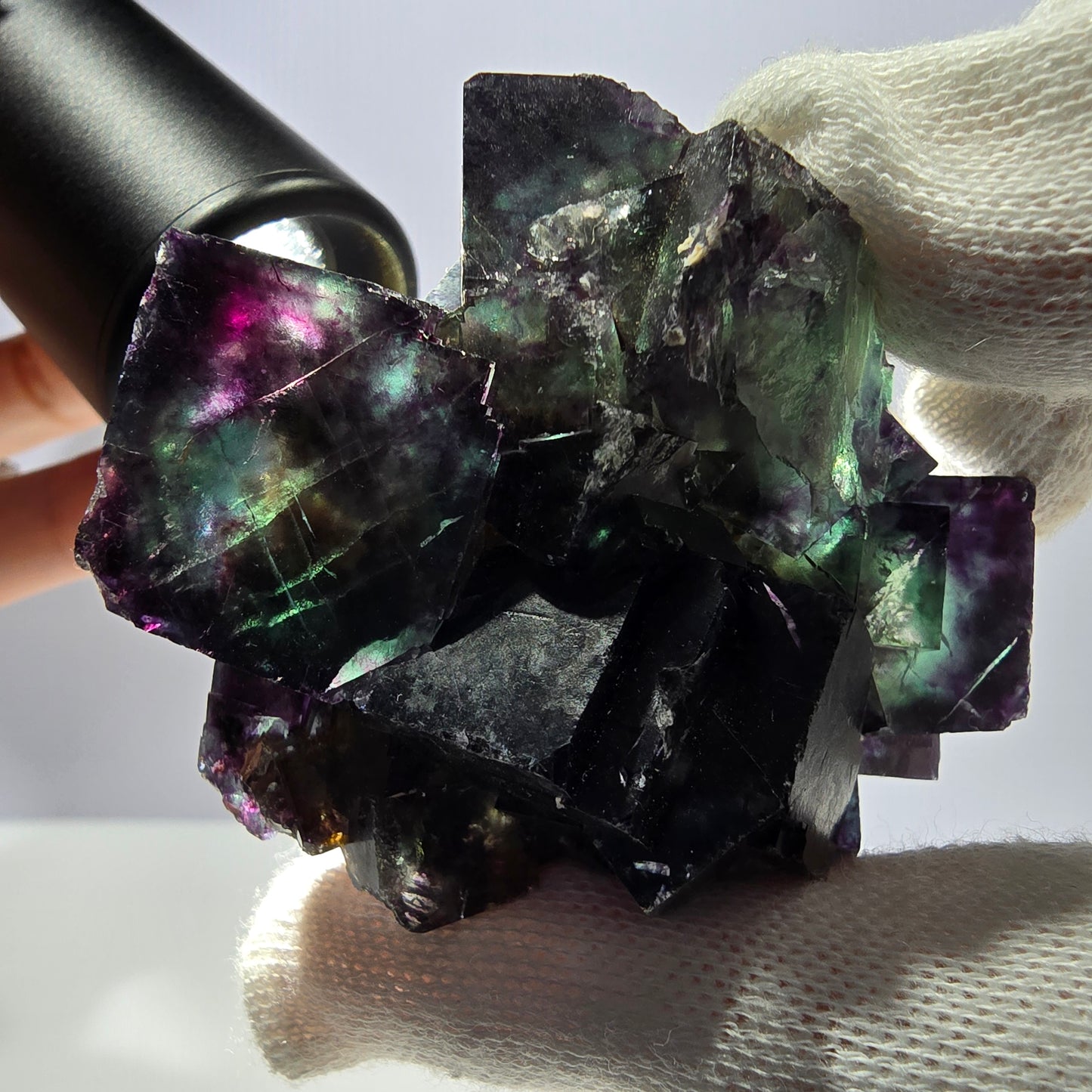 Seltene Phantom Fluorit Würfel Stufe grün lila zonal Okorusu Namibia 63*53*38mm