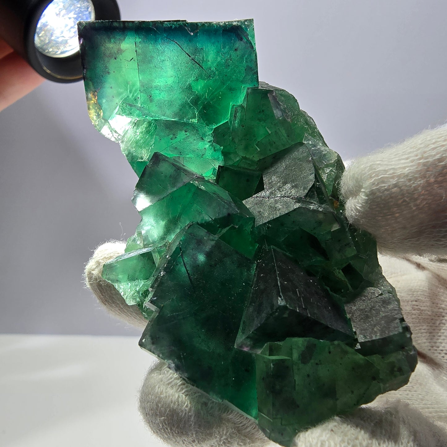 Spécimen de cube de fluorite fantôme, parqueté, Okorusu zonal, Namibie, 76 x 42 x 29 mm 