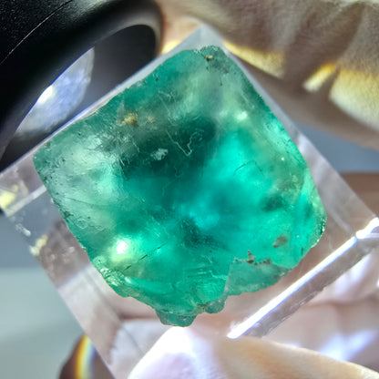 Klarer Phantom Fluorit Würfel parkettiert, grün Okorusu, Namibia 15*14*13mm