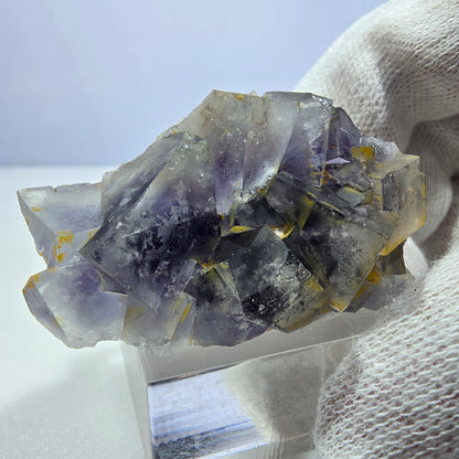 Seltene Phantom Fluorit Würfel Stufe blau lila Okorusu, Namibia 50*28*22mm