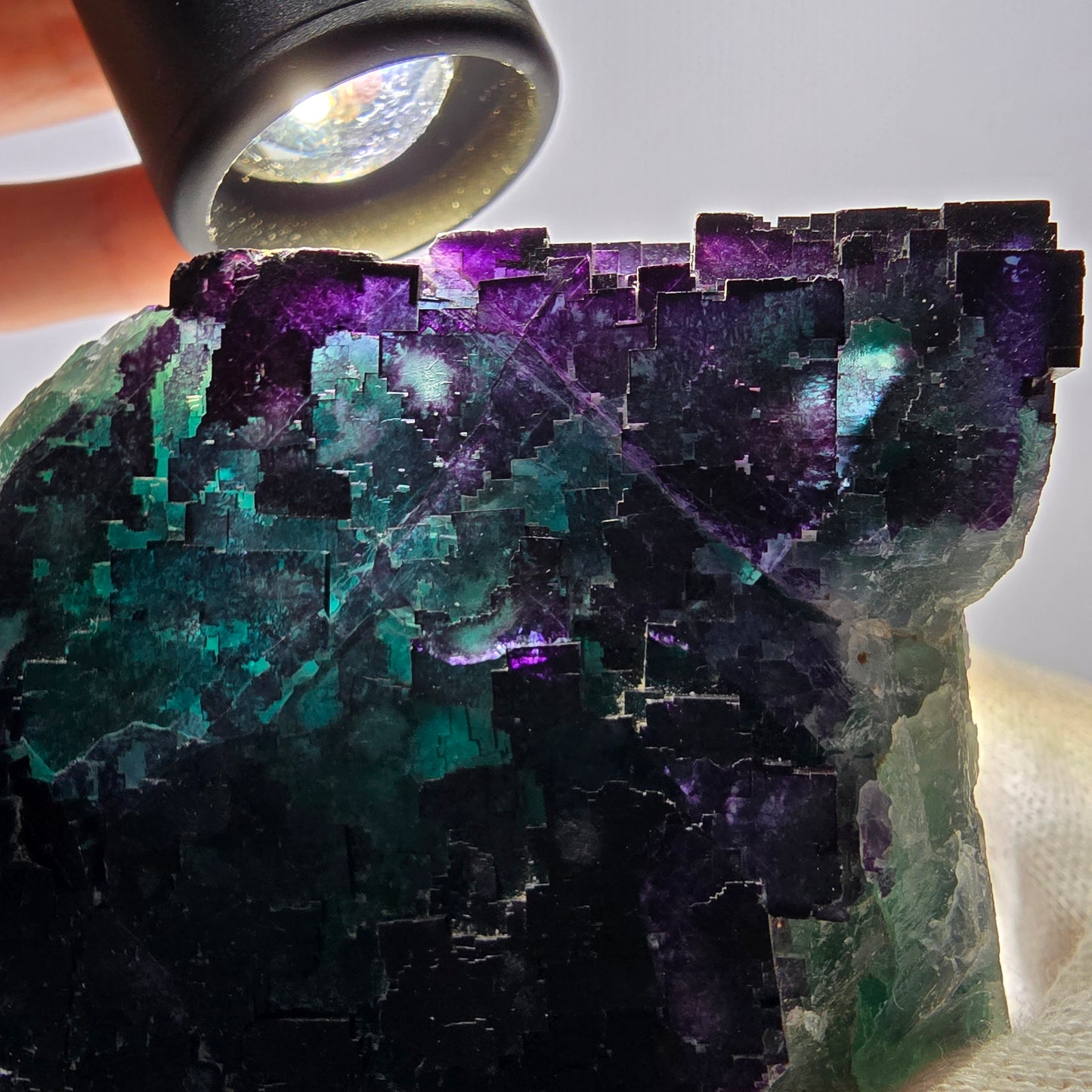 Große Phantom Fluorit Würfel Stufe grün lila zonal 11:11 Angel Pocket, Namibia 98*78*51mm