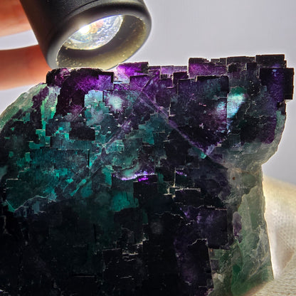 Große Phantom Fluorit Würfel Stufe grün lila zonal 11:11 Angel Pocket, Namibia 98*78*51mm