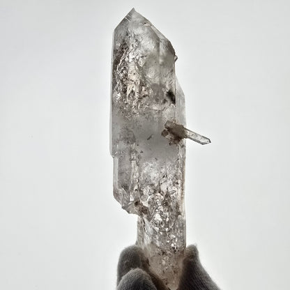 Sceptre de poche Saint-Valentin en hématite fantôme squelette, quartz fumé, Namibie, 114 x 39 x 23 mm 