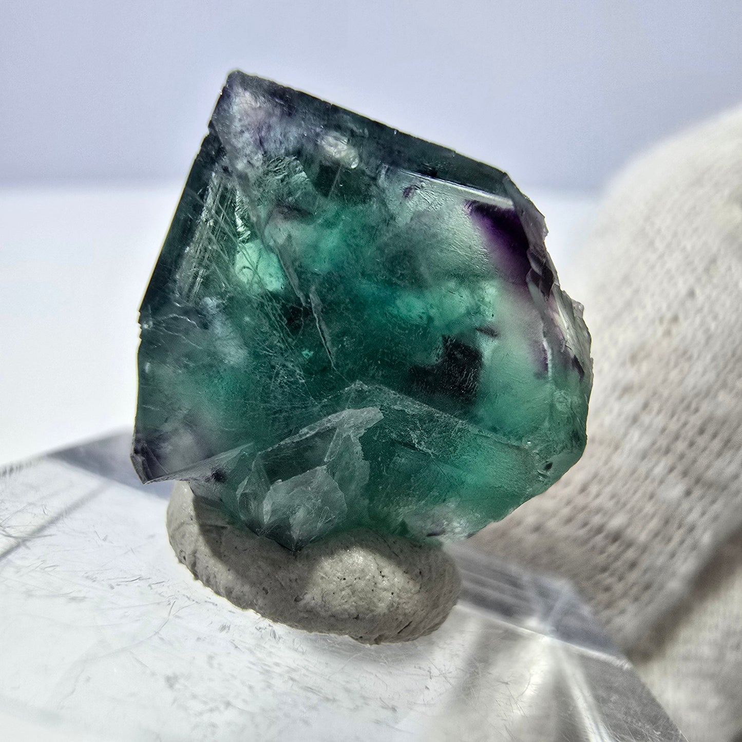 Rare Phantom Fluorite Cube, zonal green purple Okorusu, Namibia 19*17*13mm 