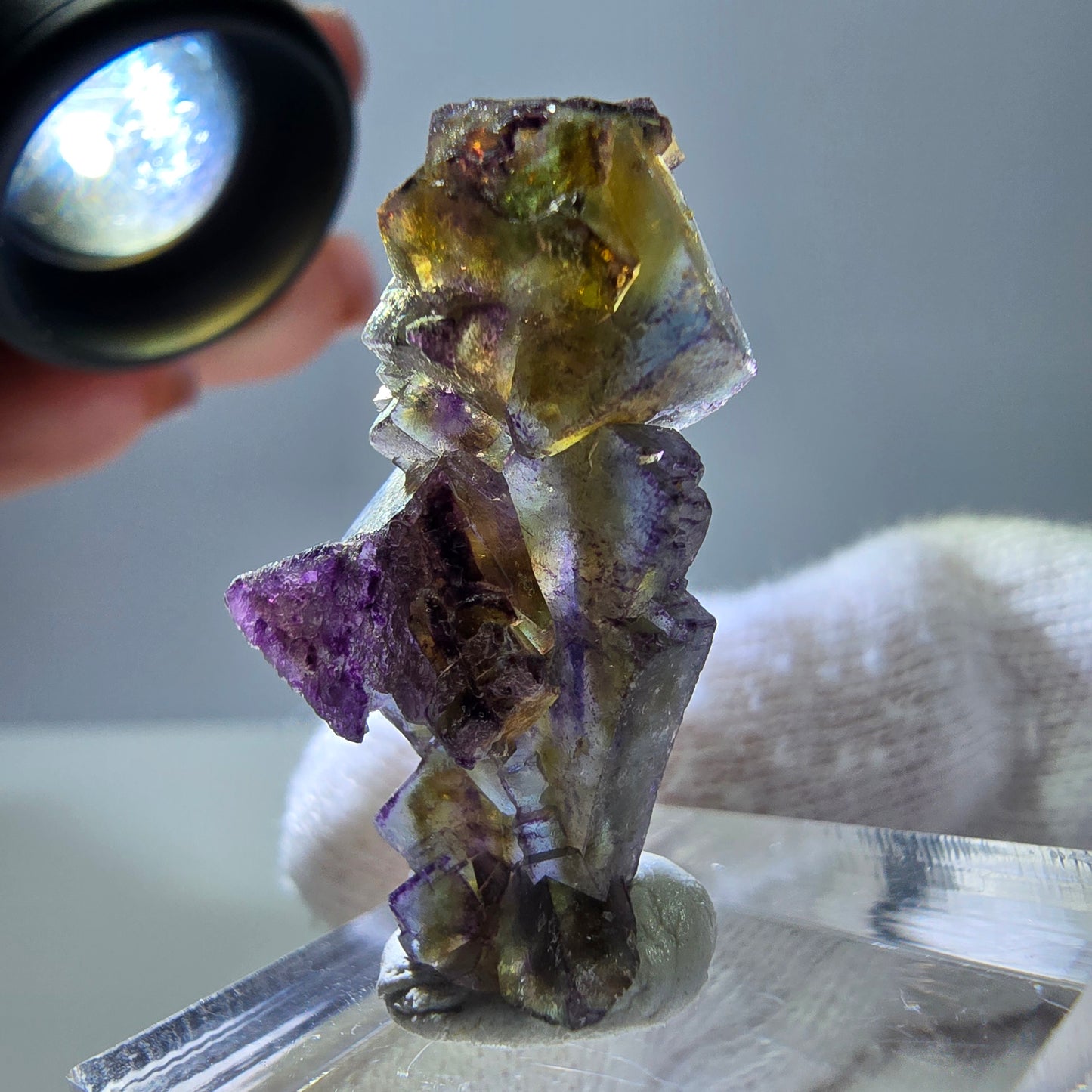 Phantom Fluorit Würfe Stufe, lila gelb Erongo, Namibia 31*16*11mm
