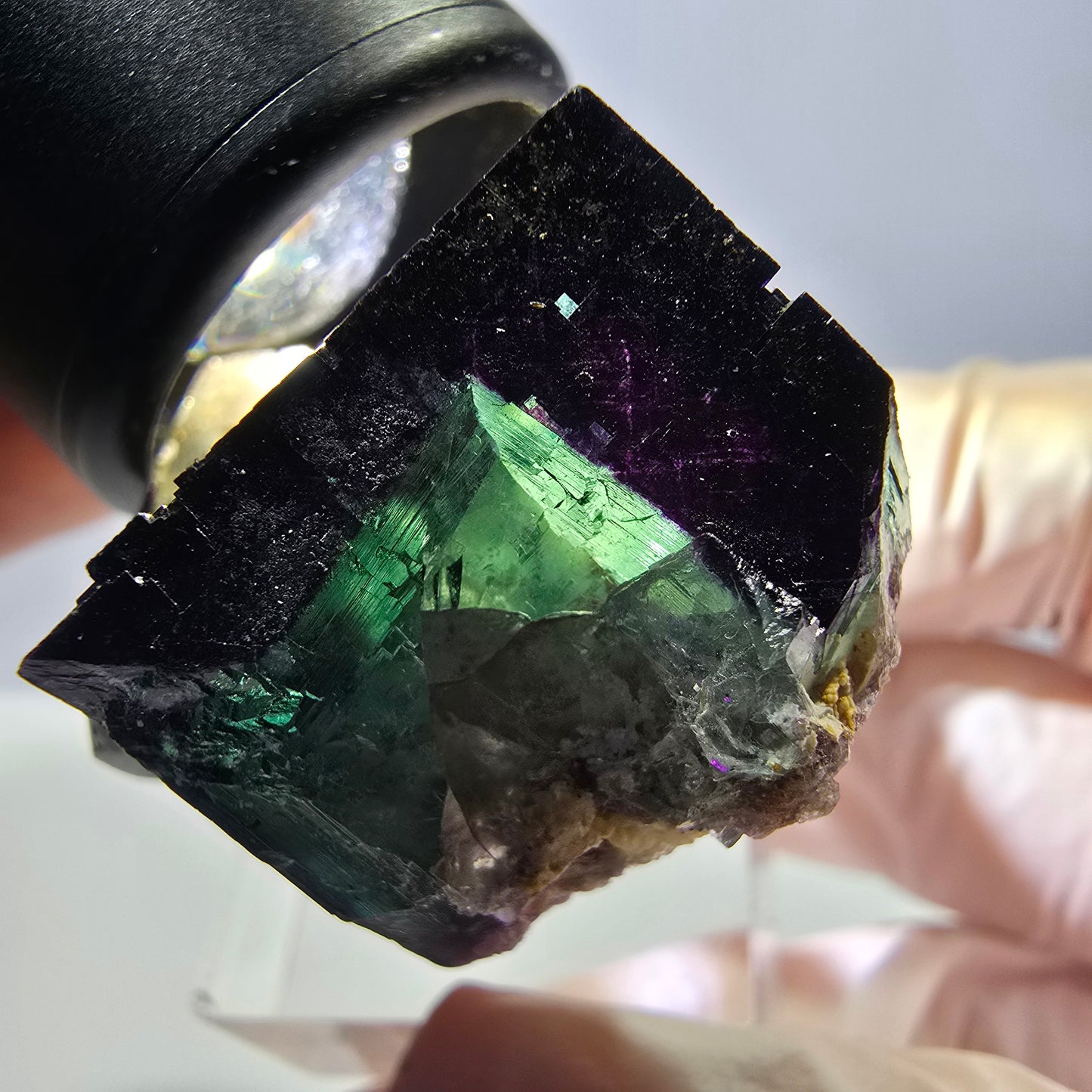Phantom Fluorit Würfel Stufe grün lila zonal 11:11 Angel Pocket, Namibia 42*31*26mm