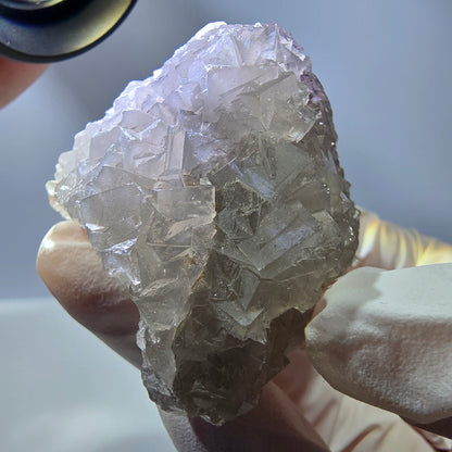 Spécimen de cube de fluorite fantôme creux, étagé, blanc violet Okorusu Namibie 48*43*41mm 