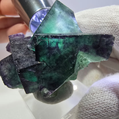 Clear Phantom Fluorite Cube Specimen zonal green purple Okorusu, Namibia 51*33*33mm 
